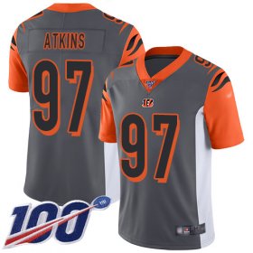 Wholesale Cheap Nike Bengals #97 Geno Atkins Silver Men\'s Stitched NFL Limited Inverted Legend 100th Season Jersey