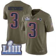 Wholesale Cheap Nike Patriots #3 Stephen Gostkowski Olive Super Bowl LIII Bound Men's Stitched NFL Limited 2017 Salute To Service Jersey