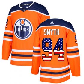 Wholesale Cheap Adidas Oilers #94 Ryan Smyth Orange Home Authentic USA Flag Stitched NHL Jersey