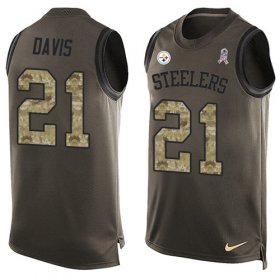 Wholesale Cheap Nike Steelers #21 Sean Davis Green Men\'s Stitched NFL Limited Salute To Service Tank Top Jersey