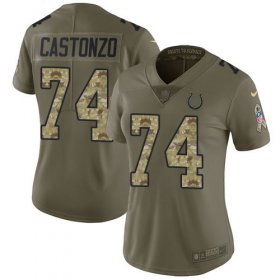 Wholesale Cheap Nike Colts #74 Anthony Castonzo Olive/Camo Women\'s Stitched NFL Limited 2017 Salute To Service Jersey