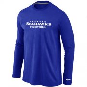 Wholesale Cheap Nike Seattle Seahawks Authentic Font Long Sleeve T-Shirt Blue