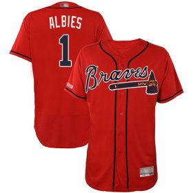Wholesale Cheap Braves #1 Ozzie Albies Red Flexbase Authentic Collection Stitched MLB Jersey