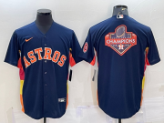 Wholesale Cheap Men's Houston Astros Navy Blue Champions Big Logo With Patch Stitched MLB Cool Base Nike Jersey