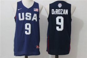 Wholesale Cheap 2016 Olympics Team USA Men\'s #9 DeMar DeRozan Navy Blue Stitched NBA Nike Swingman Jersey