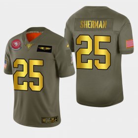 Wholesale Cheap Nike 49ers #25 Richard Sherman Men\'s Olive Gold 2019 Salute to Service NFL 100 Limited Jersey