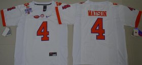 Wholesale Cheap Men\'s Clemson Tigers #4 Deshaun Watson White Stitched NCAA Nike 2016 College Football Jersey