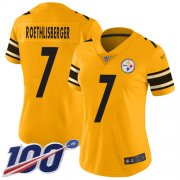 Wholesale Cheap Nike Steelers #7 Ben Roethlisberger Gold Women's Stitched NFL Limited Inverted Legend 100th Season Jersey
