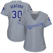 Wholesale Cheap Royals #30 Yordano Ventura Grey Road Women's Stitched MLB Jersey