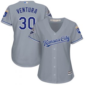 Wholesale Cheap Royals #30 Yordano Ventura Grey Road Women\'s Stitched MLB Jersey