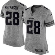 Wholesale Cheap Nike Vikings #28 Adrian Peterson Gray Women's Stitched NFL Limited Gridiron Gray Jersey