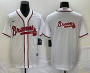 Cheap Men's Atlanta Braves White Team Big Logo Cool Base Stitched Baseball Jersey