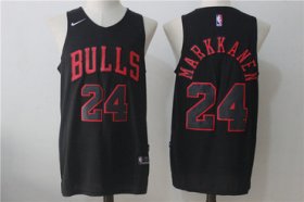 Wholesale Cheap Men\'s Chicago Bulls #24 Lauri Markkanen All Black 2017-2018 Nike Swingman Stitched NBA Jersey