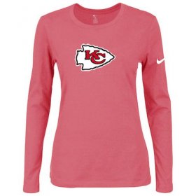 Wholesale Cheap Women\'s Nike Kansas City Chiefs Of The City Long Sleeve Tri-Blend NFL T-Shirt Pink