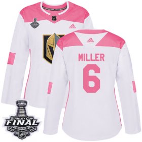 Wholesale Cheap Adidas Golden Knights #6 Colin Miller White/Pink Authentic Fashion 2018 Stanley Cup Final Women\'s Stitched NHL Jersey