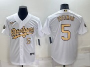 Wholesale Men's Los Angeles Dodgers #5 Freddie Freeman Number White 2022 All Star Stitched Cool Base Nike Jersey