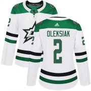 Cheap Adidas Stars #2 Jamie Oleksiak White Road Authentic Women's Stitched NHL Jersey