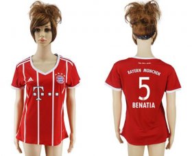 Wholesale Cheap Women\'s Bayern Munchen #5 Benatia Home Soccer Club Jersey