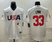 Cheap Men's USA Baseball #33 Lance Lynn 2023 White World Baseball Classic Stitched Jerseys