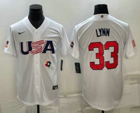 Cheap Men\'s USA Baseball #33 Lance Lynn 2023 White World Baseball Classic Stitched Jerseys
