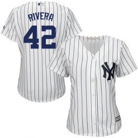 Wholesale Cheap Yankees #42 Mariano Rivera White Strip Women\'s Fashion Stitched MLB Jersey