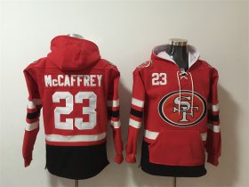 Wholesale Cheap Men\'s San Francisco 49ers #23 Christian McCaffrey Red Black Ageless Must-Have Lace-Up Pullover Hoodie