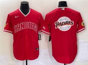 Wholesale Cheap Men's San Diego Padres Red Team Big Logo Cool Base With Patch Stitched Baseball Jersey