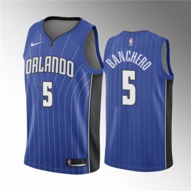 Wholesale Cheap Men\'s Orlando Magic #5 Paolo Banchero Blue 2022 Draft Basketball Stitched Jersey