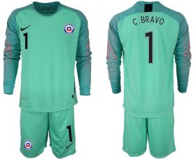 Wholesale Cheap Chile #1 C.Bravo Green Goalkeeper Long Sleeves Soccer Country Jersey