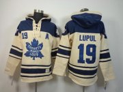 Wholesale Cheap Maple Leafs #19 Joffrey Lupul Cream Sawyer Hooded Sweatshirt Stitched NHL Jersey