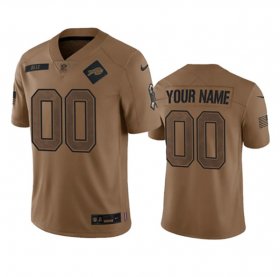 Wholesale Cheap Men\'s Buffalo Bills Active Player Custom 2023 Brown Salute To Service Limited Football Stitched Jersey