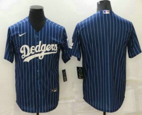 Wholesale Cheap Men\'s Los Angeles Dodgers Blank Navy Blue Pinstripe Stitched MLB Cool Base Nike Jersey