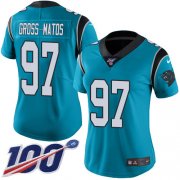 Wholesale Cheap Nike Panthers #97 Yetur Gross-Matos Blue Alternate Women's Stitched NFL 100th Season Vapor Untouchable Limited Jersey