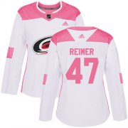 Wholesale Cheap Adidas Hurricanes #47 James Reimer White/Pink Authentic Fashion Women's Stitched NHL Jersey