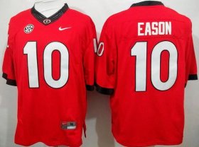 Wholesale Cheap Men\'s Georgia Bulldogs #10 Jacob Eason Red Stitched NCAA Nike College Football Jersey