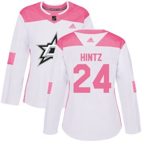 Cheap Adidas Stars #24 Roope Hintz White/Pink Authentic Fashion Women\'s Stitched NHL Jersey