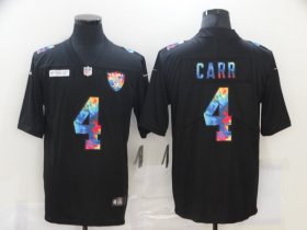Wholesale Cheap Men\'s Las Vegas Raiders #4 Derek Carr Multi-Color Black 2020 NFL Crucial Catch Vapor Untouchable Nike Limited Jersey