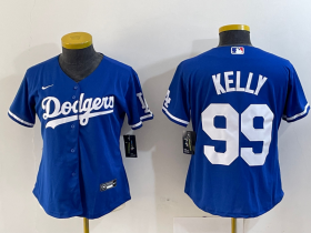 Cheap Women\'s Los Angeles Dodgers #99 Joe Kelly Blue Stitched Cool Base Nike Jersey