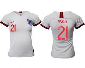 Wholesale Cheap Women\'s England #21 Vardy Home Soccer Country Jersey