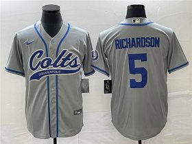 Wholesale Cheap Men\'s Indianapolis Colts #5 Anthony Richardson Gray Cool Base Stitched Baseball Jersey