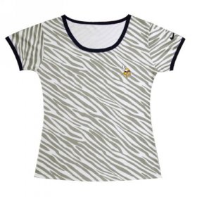 Wholesale Cheap Women\'s Nike Minnesota Vikings Chest Embroidered Logo Zebra Stripes T-Shirt