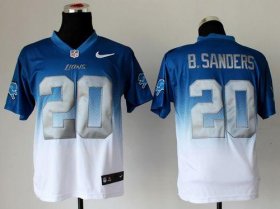 Wholesale Cheap Nike Lions #20 Barry Sanders Blue/White Men\'s Stitched NFL Elite Fadeaway Fashion Jersey
