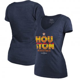 Wholesale Cheap Houston Astros Majestic Threads Women\'s 2019 World Series Bound Local Tri-Blend V-Neck T-Shirt Navy