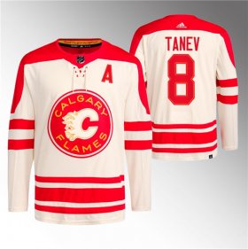 Cheap Men\'s Calgary Flames #8 Chris Tanev 2023 Cream Classic Primegreen Stitched Jersey