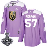 Wholesale Cheap Adidas Golden Knights #57 David Perron Purple Authentic Fights Cancer 2018 Stanley Cup Final Stitched Youth NHL Jersey