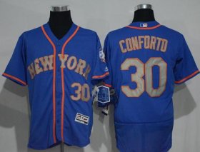 Wholesale Cheap Mets #30 Michael Conforto Blue(Grey NO.) Flexbase Authentic Collection Stitched MLB Jersey