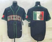 Cheap Men's Mexico Baseball 2023 Black World Big Logo Classic Stitched Jerseys