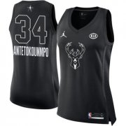 Wholesale Cheap Nike Milwaukee Bucks #34 Giannis Antetokounmpo Black Women's NBA Jordan Swingman 2018 All-Star Game Jersey