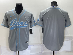 Wholesale Cheap Men\'s Detroit Lions Blank Grey Stitched MLB Cool Base Nike Baseball Jersey