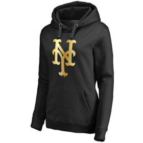 Wholesale Cheap Women\'s New York Mets Gold Collection Pullover Hoodie Black